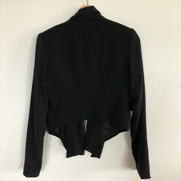 THEORY Bennira open front waterfall shawl collar cropped black jacket - Picture 3 of 7